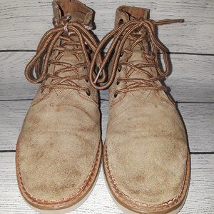 Toms Mens Porter 10014334 Tan Suede Ankle Derby Boots Lace Up Round Toe Size 7
